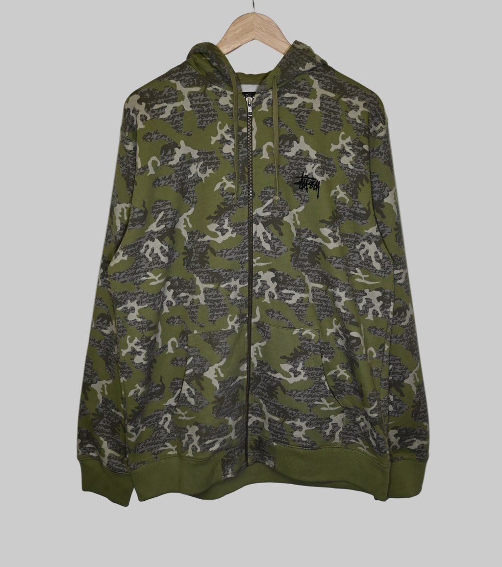 Stussy Full Print Camo Zip Up