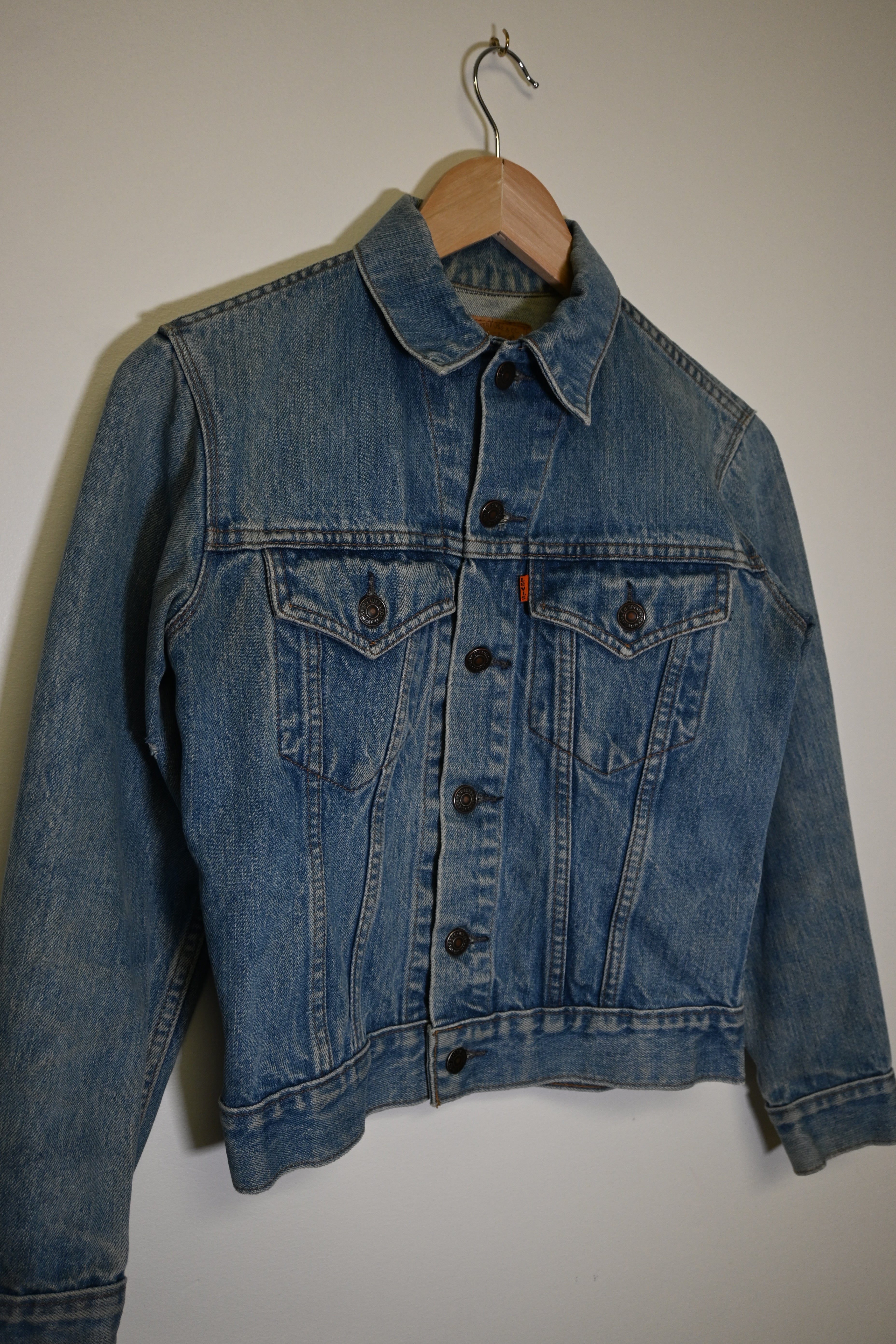 Vintage 80’S Levis Denim Jacket Orange Tag