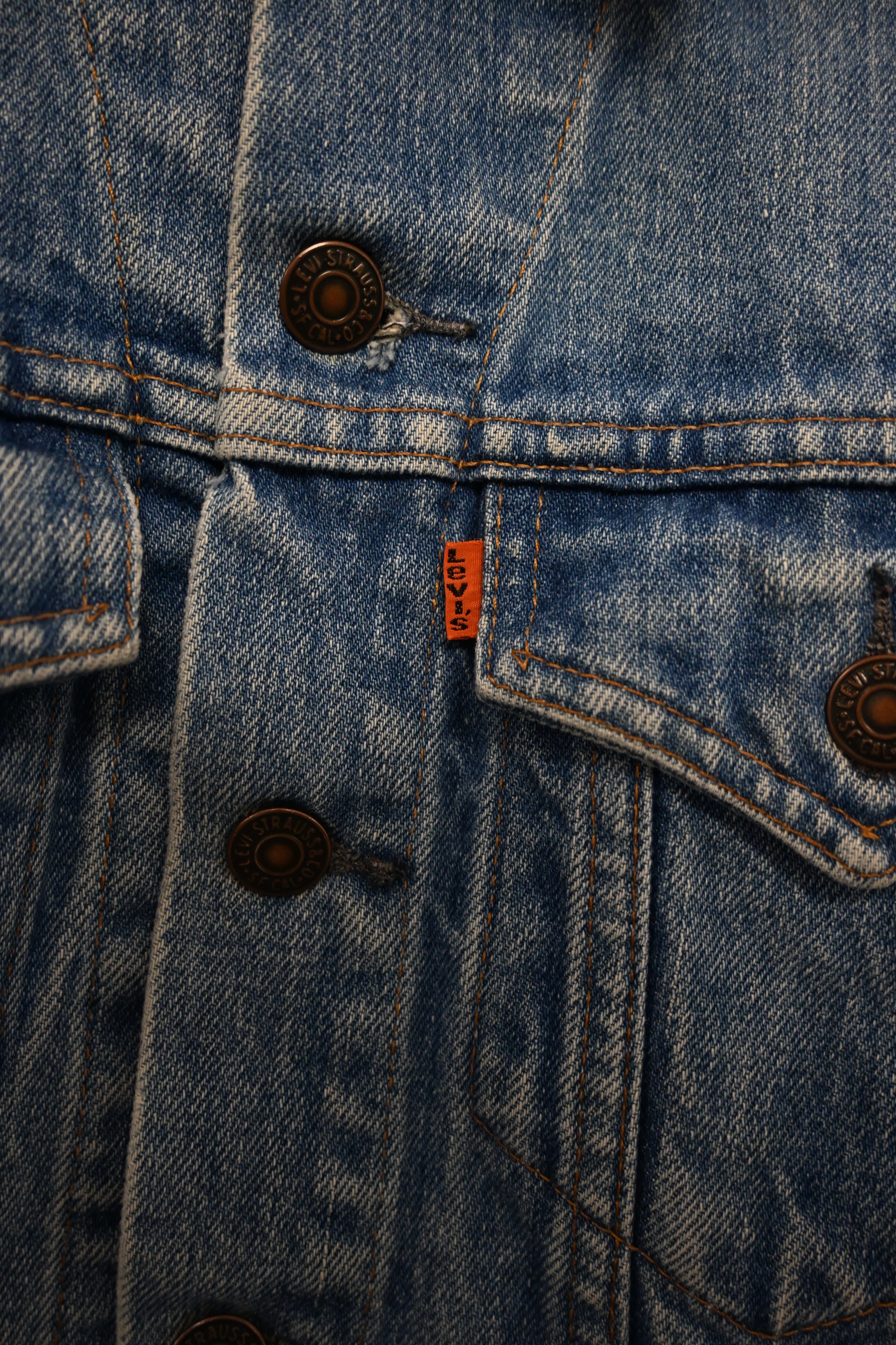 Vintage 80’S Levis Denim Jacket Orange Tag