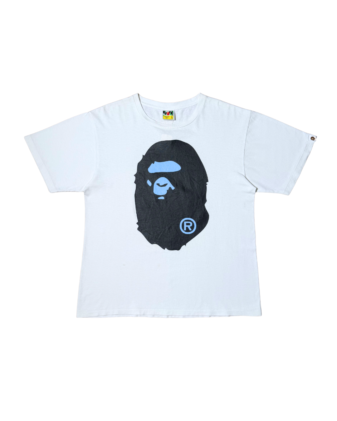 BAPE Big Head Ape Tee (White/ Blue Logo)