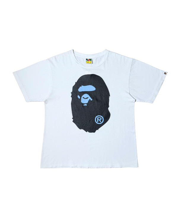 BAPE Big Head Ape Tee (White/ Blue Logo)