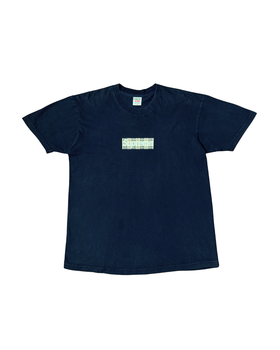Supreme Box Logo Burberry Tee (Black)