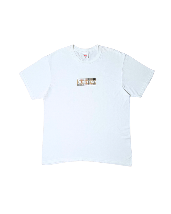 Supreme Box Logo Burberry Tee (White)