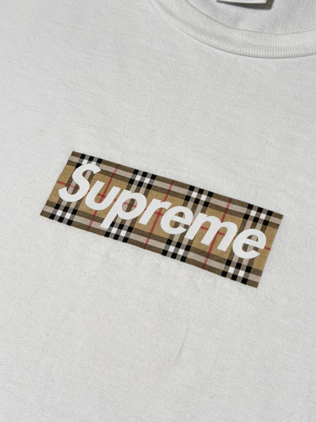Supreme Box Logo Burberry Tee (White)