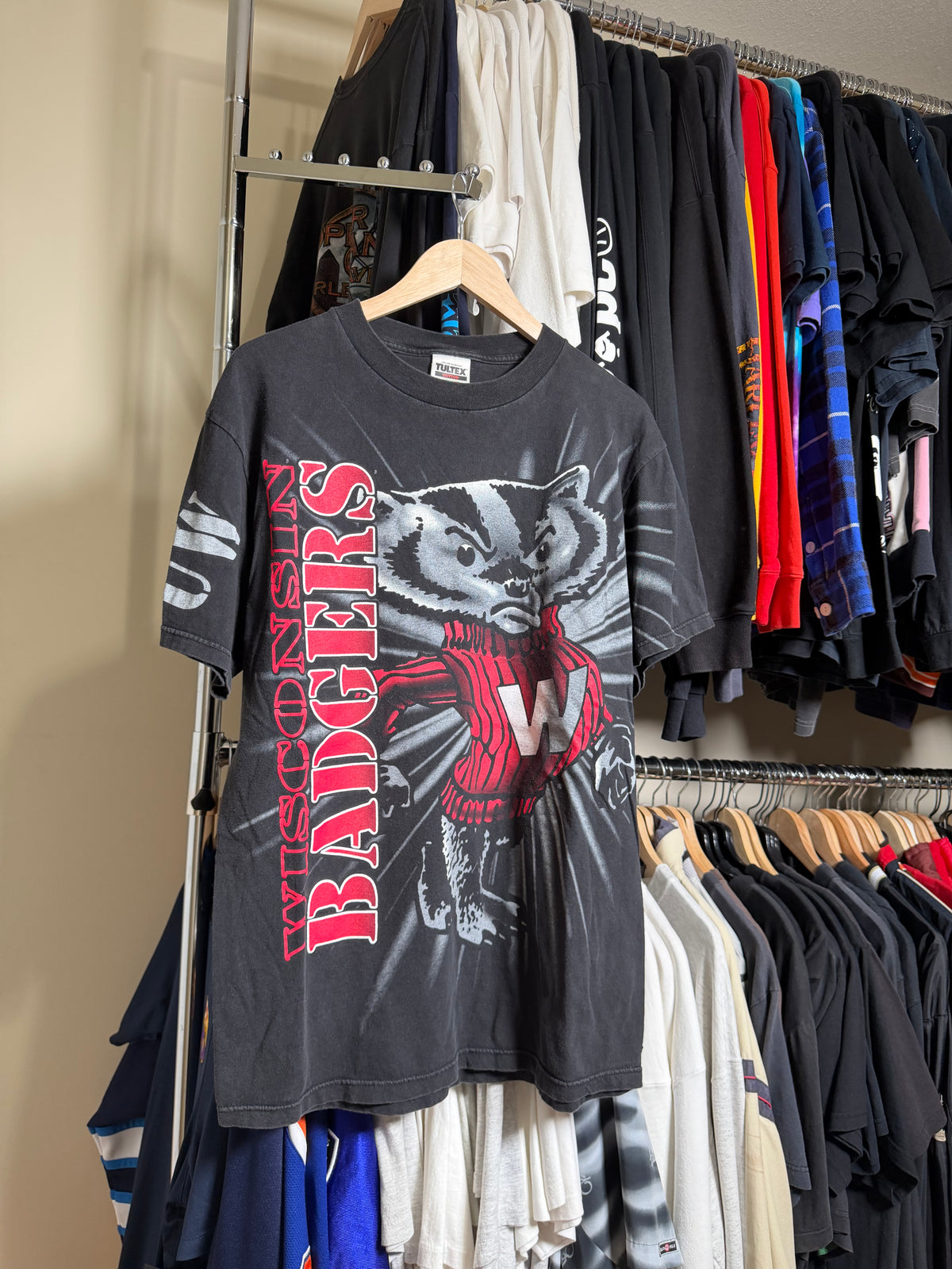 Vintage Wisconsin Badgers Mascot Big Logo T-shirt