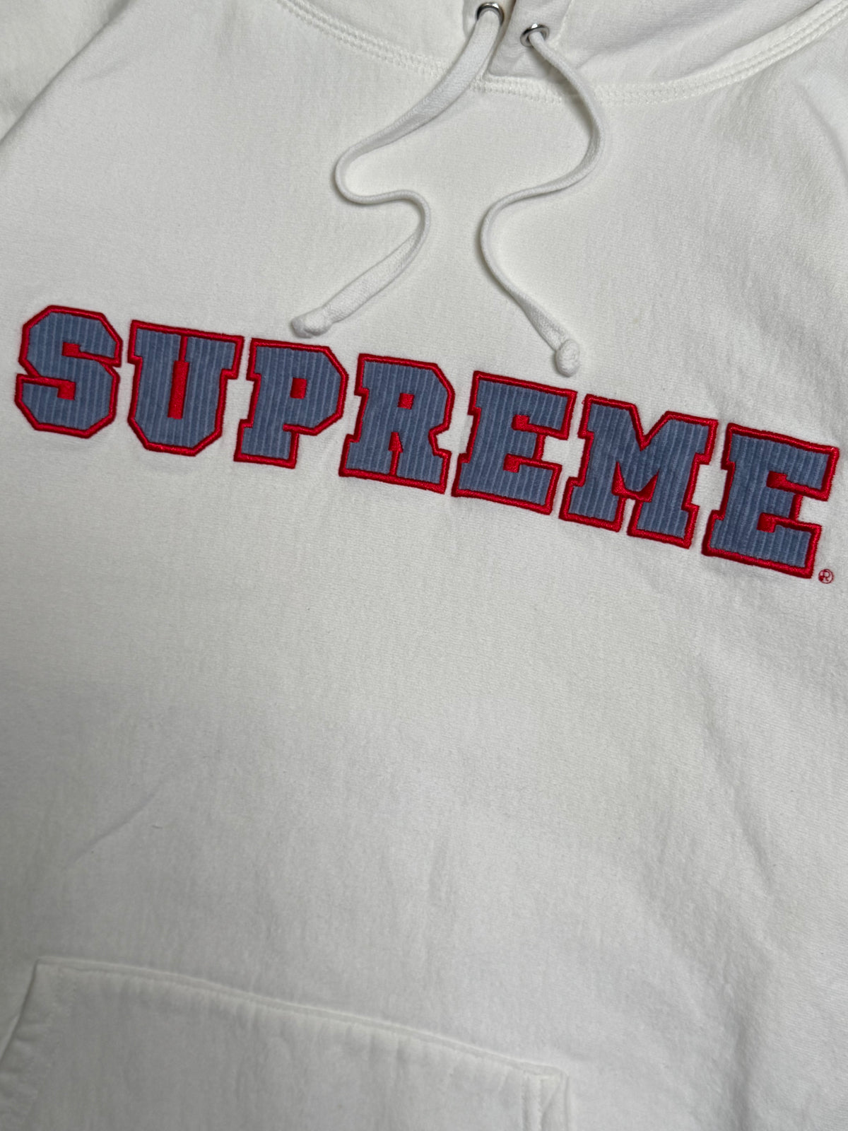 Supreme Cord Collegiate Hoodie White