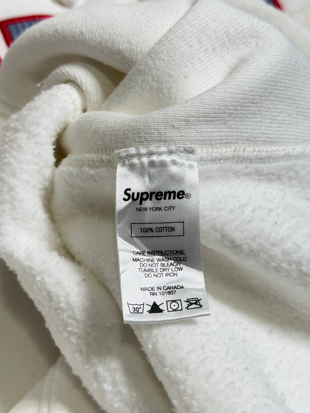 Supreme Cord Collegiate Hoodie White