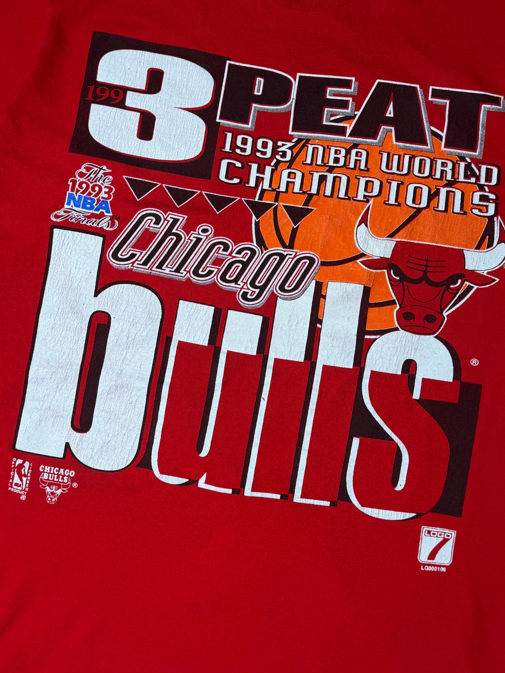 Vintage 1993 Chicago Bulls 3 Peat Tee
