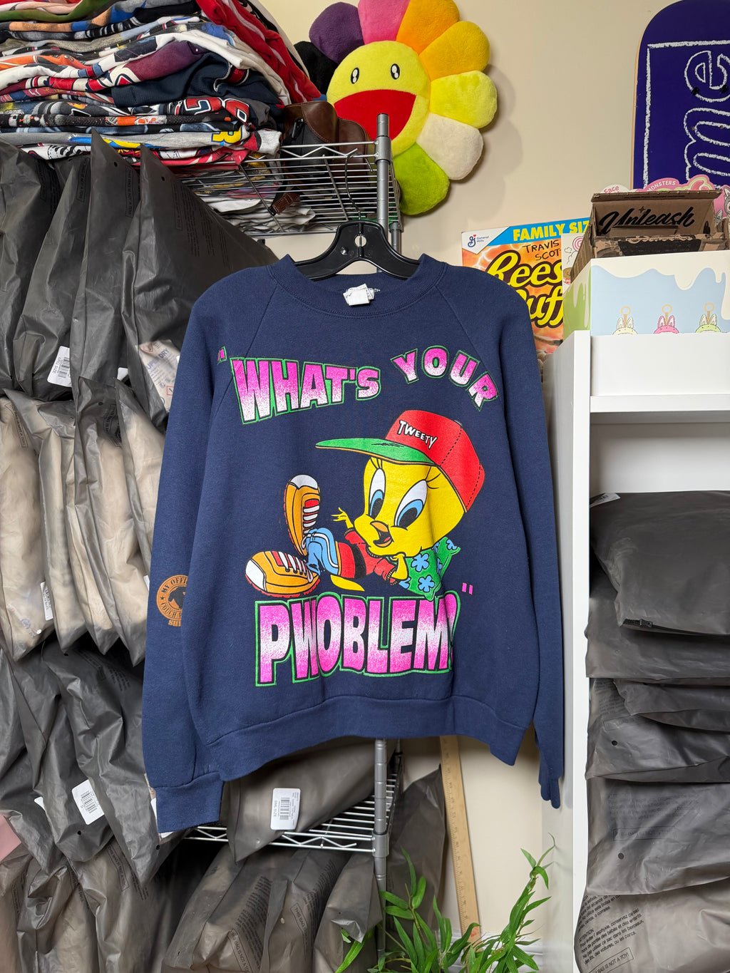 Vintage 90's LOONEY TUNES Tweety Couch Potato Sweatshirt