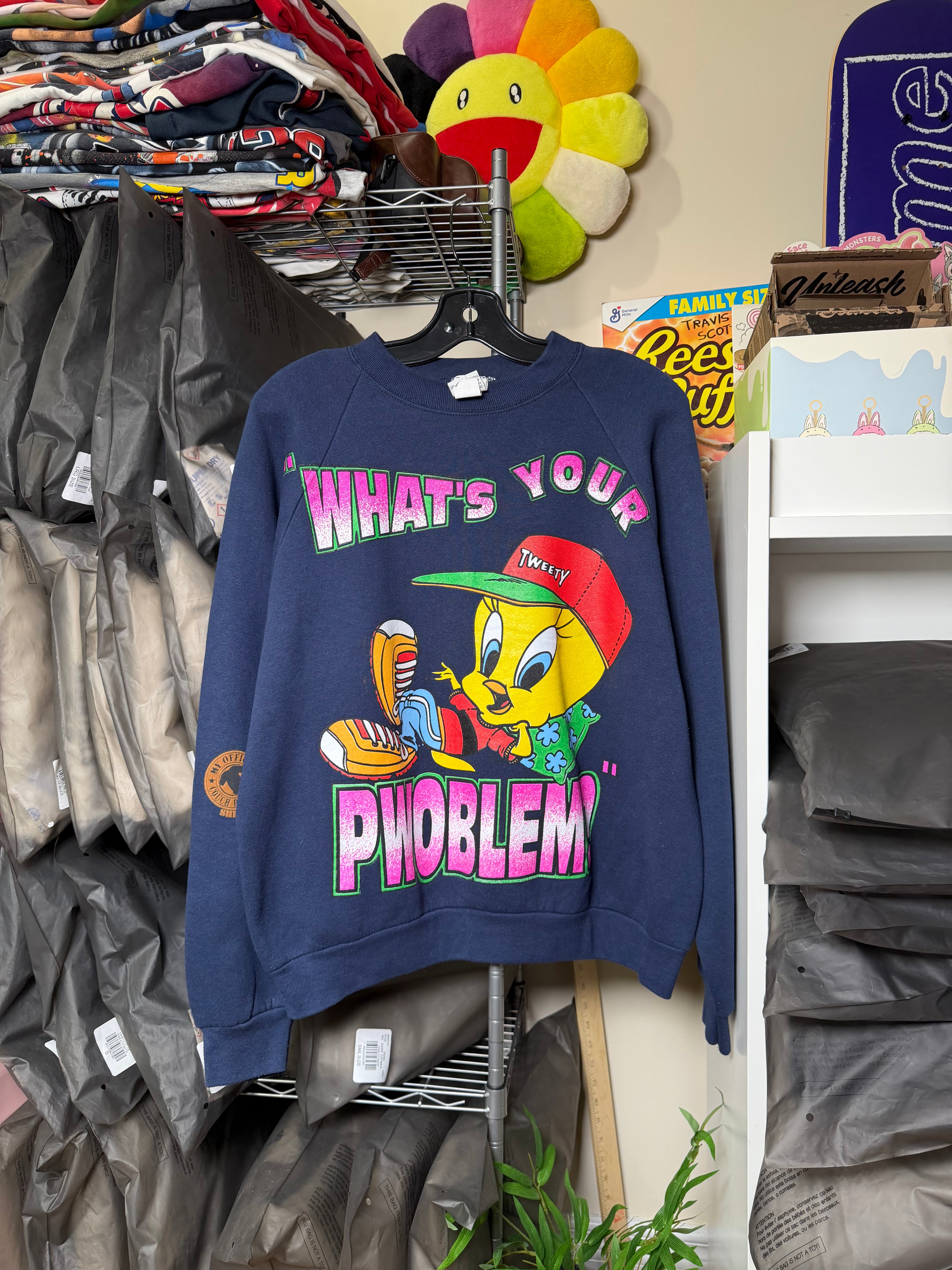 Vintage 90's LOONEY TUNES Tweety Couch Potato Sweatshirt