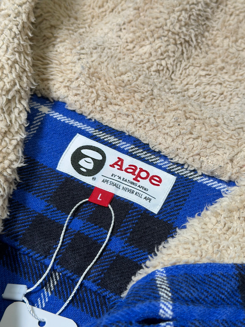 Vintage Aape By Bathing Ape Plaid Fleece Hooded Flannel