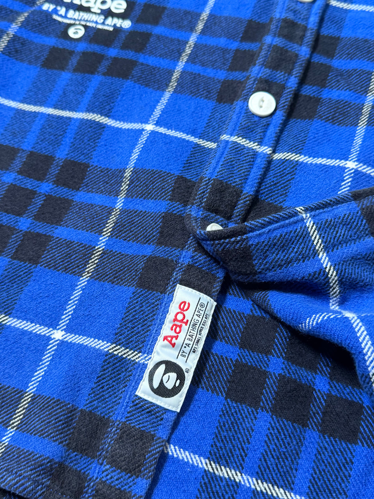 Vintage Aape By Bathing Ape Plaid Fleece Hooded Flannel