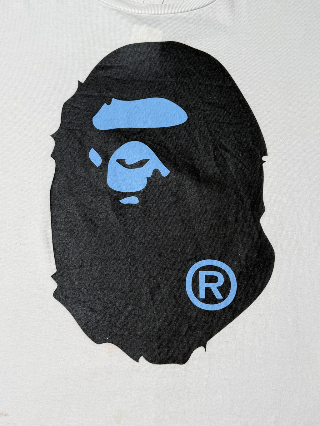 BAPE Big Head Ape Tee (White/ Blue Logo)