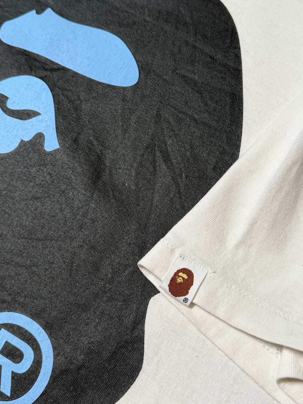 BAPE Big Head Ape Tee (White/ Blue Logo)