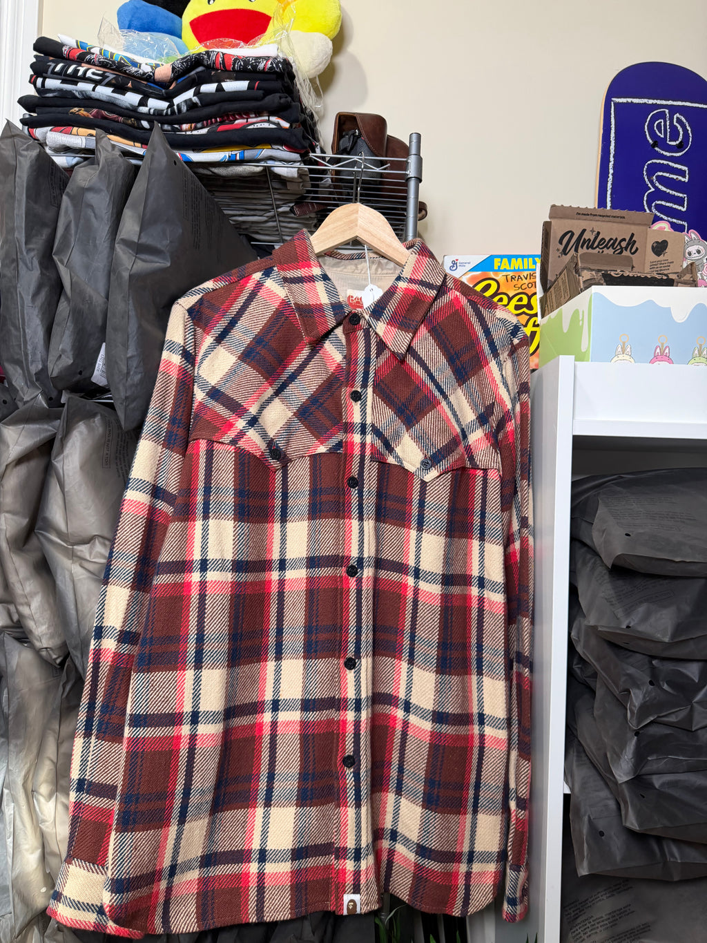 Vintage BAPE "Love Generation" Plaid Flannel (Wear by Kanye)