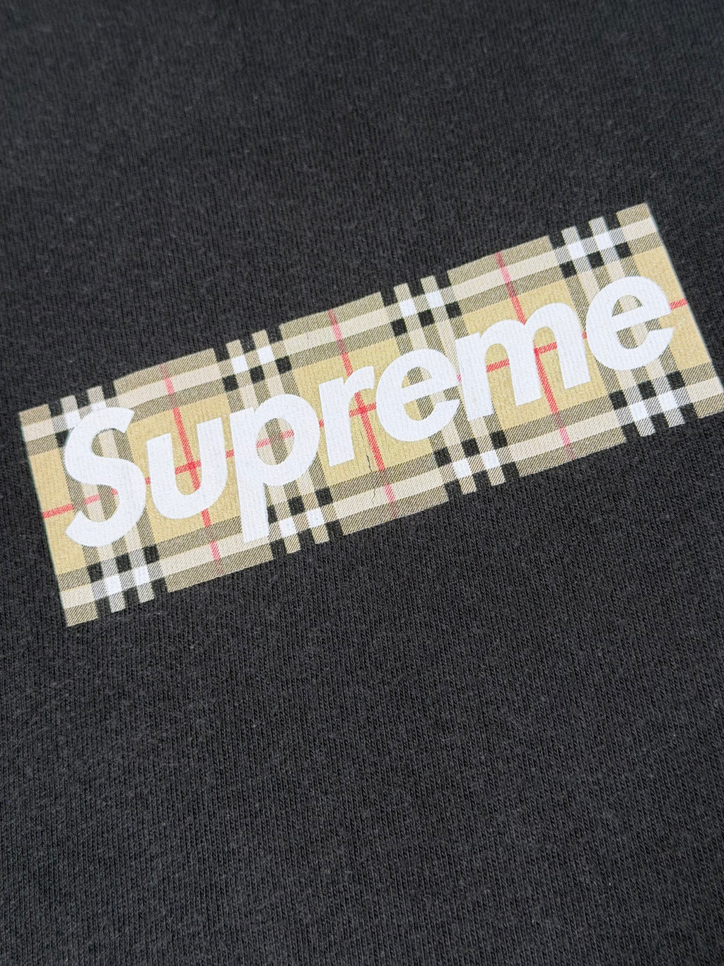 Supreme Box Logo Burberry Tee (Black)