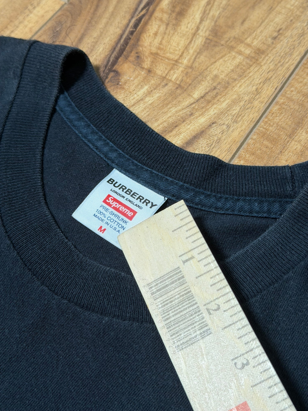 Supreme Box Logo Burberry Tee (Black)